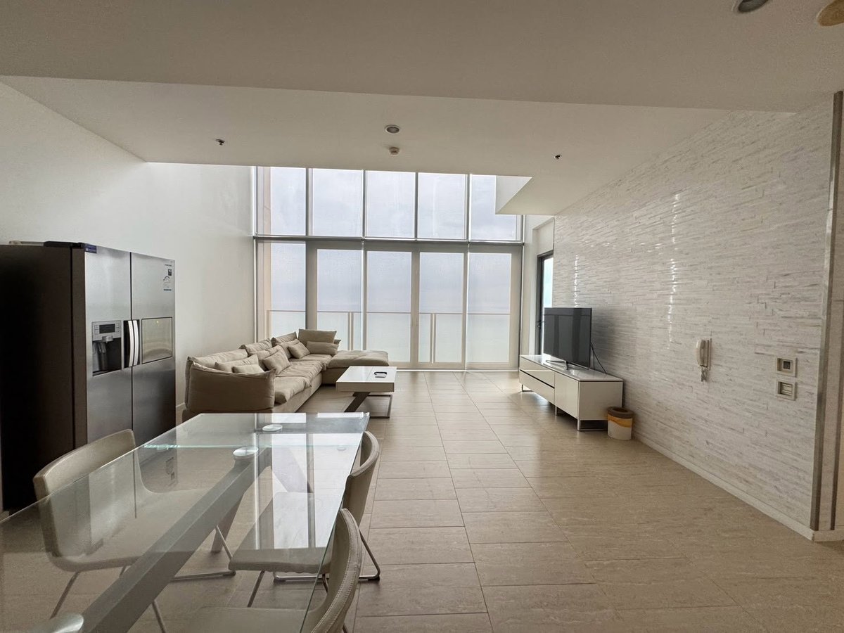 Condo living room with sea view
