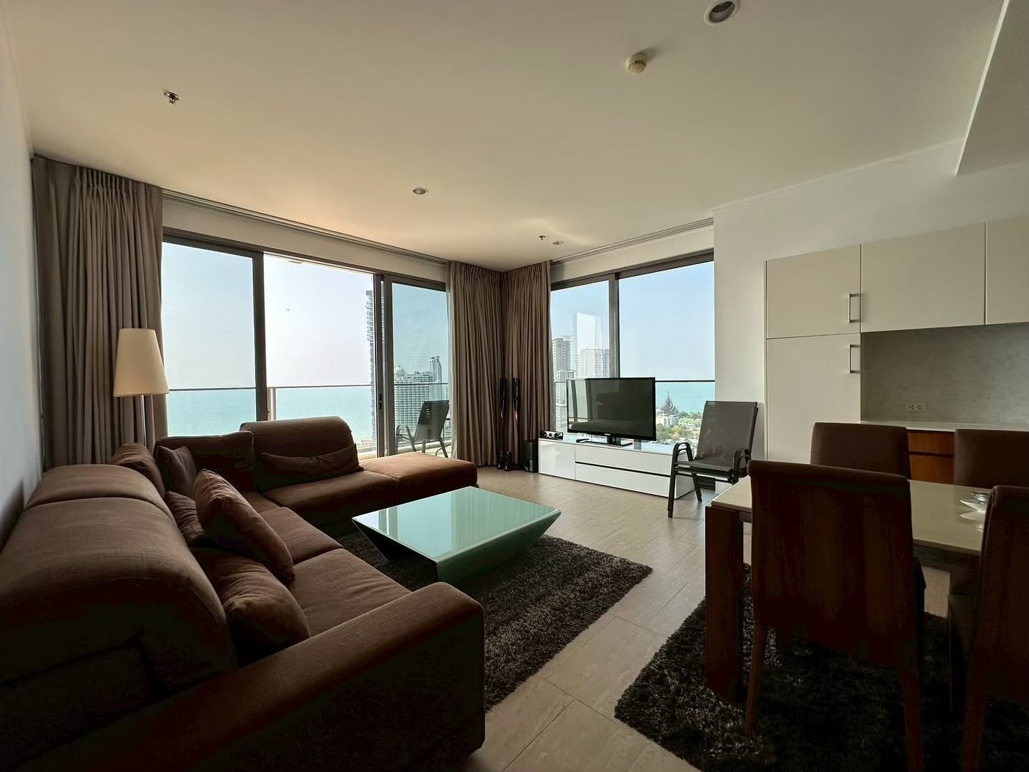 Condo living room with sea view